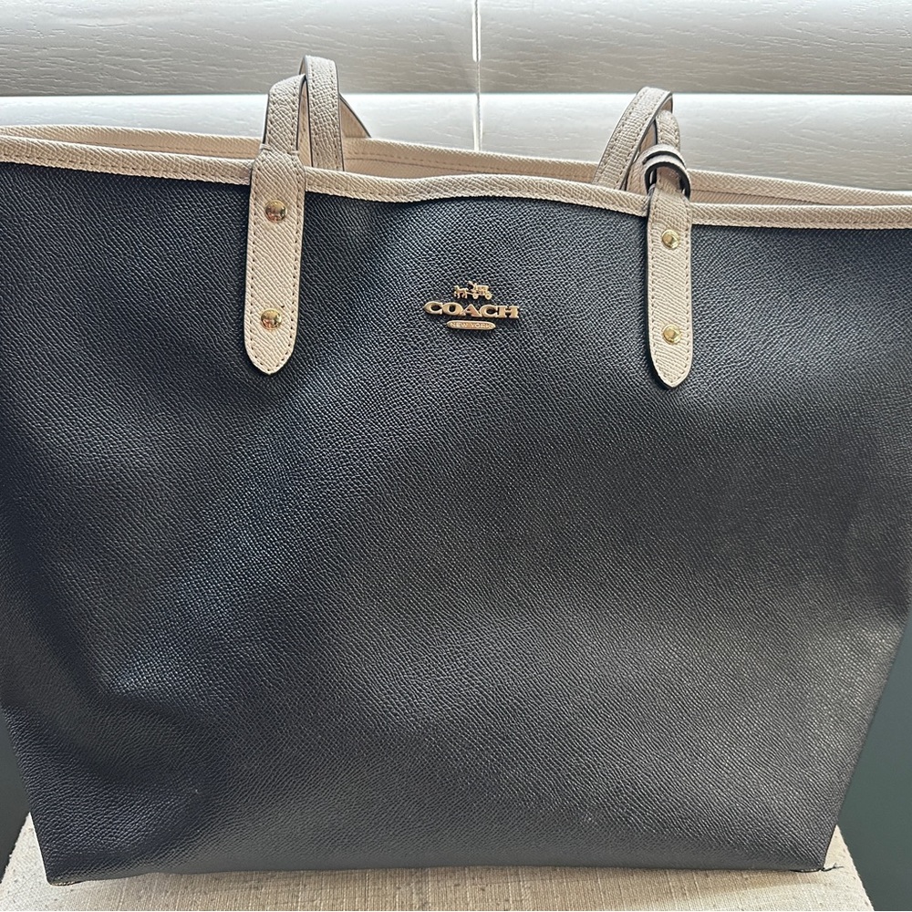 Coach Black Leather Tote - Reversible